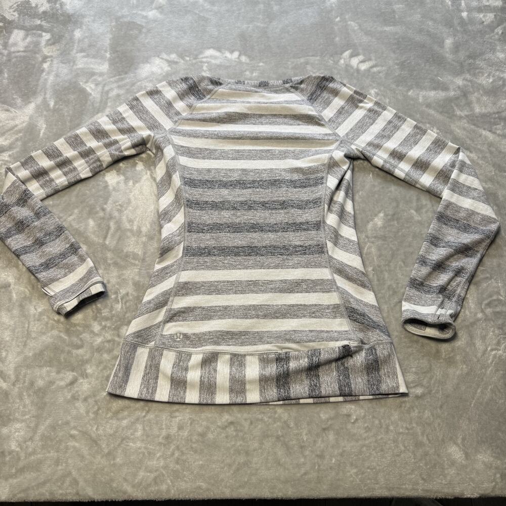 Lululemon Race Your Pace Long Sleeve Marshmallow Stripe Heathered Slate Size 4 - Picture 12 of 13